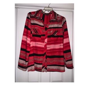 2X Red long sleeve blouse.